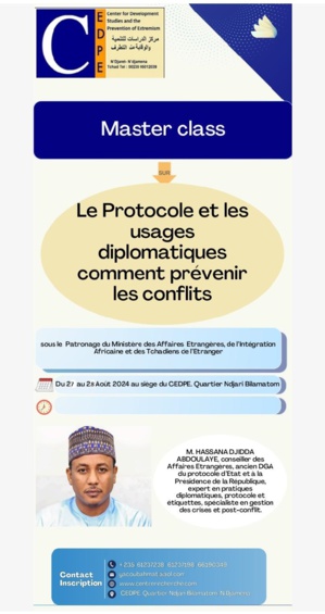 Master class sur « Le Protocole et les usages diplomatiques ; Comment prévenir les conflits » (27-28 août)