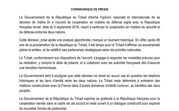 Le retrait des troupes françaises du Tchad est une revendication populaire.